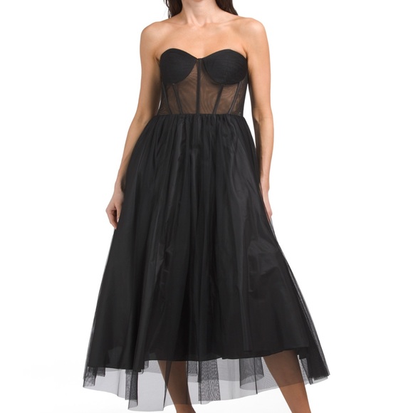 Betsy & Adam Dresses & Skirts - Betsy & Adam Black Strapless Mesh Dress